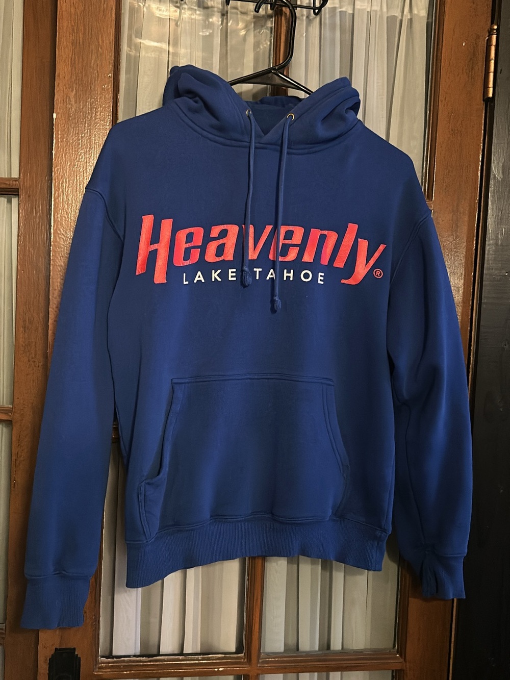 Blue Hoodie with Red Logo